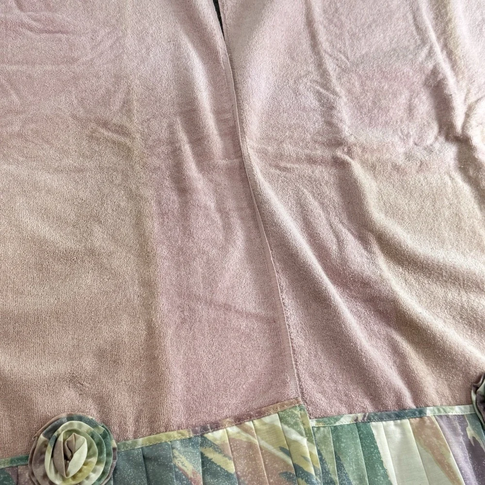 4pc Vtg AVANTI Bath Towel Set 1978 Pink Floral Ruffles Rosettes Hand Fingertip